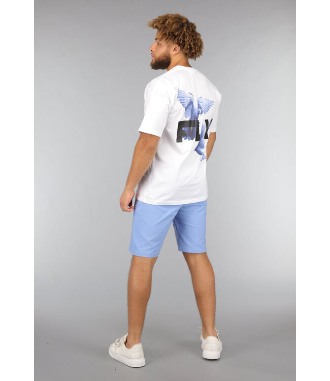 Wit Katoenen Heren Shirt met Fly Opdruk