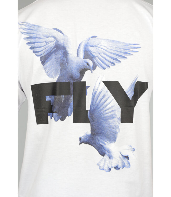 Wit Katoenen Heren Shirt met Fly Opdruk