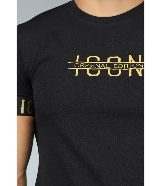 Zwart Heren T Shirt met Gouden Details