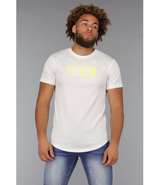 Wit Heren T Shirt met Neon Opdruk