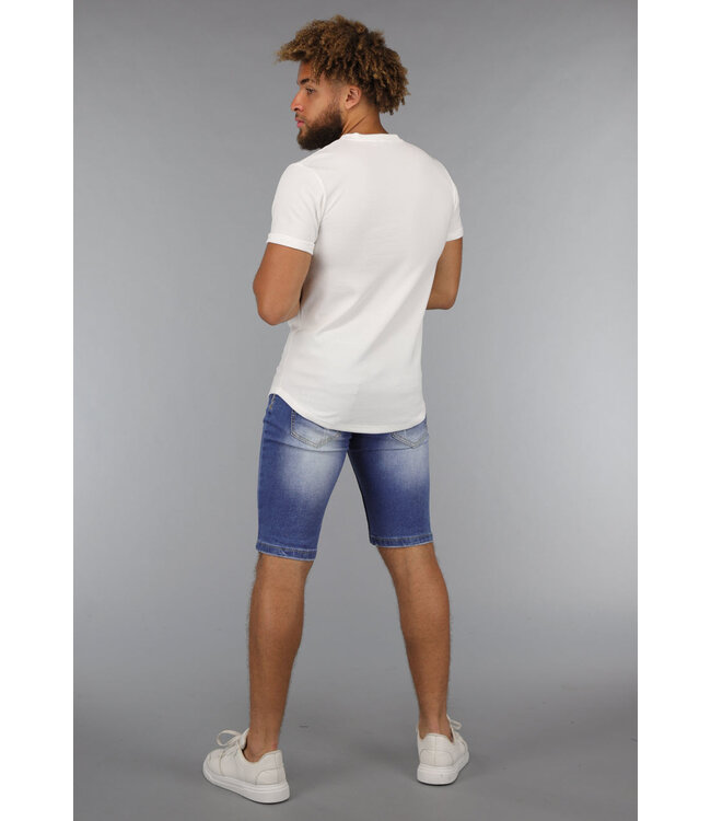 Wit Heren T Shirt met Neon Opdruk