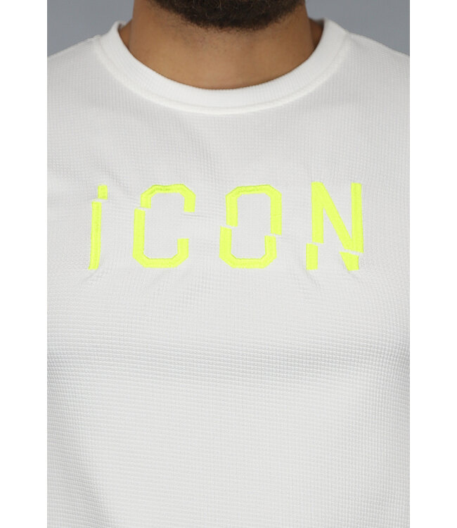 Wit Heren T Shirt met Neon Opdruk