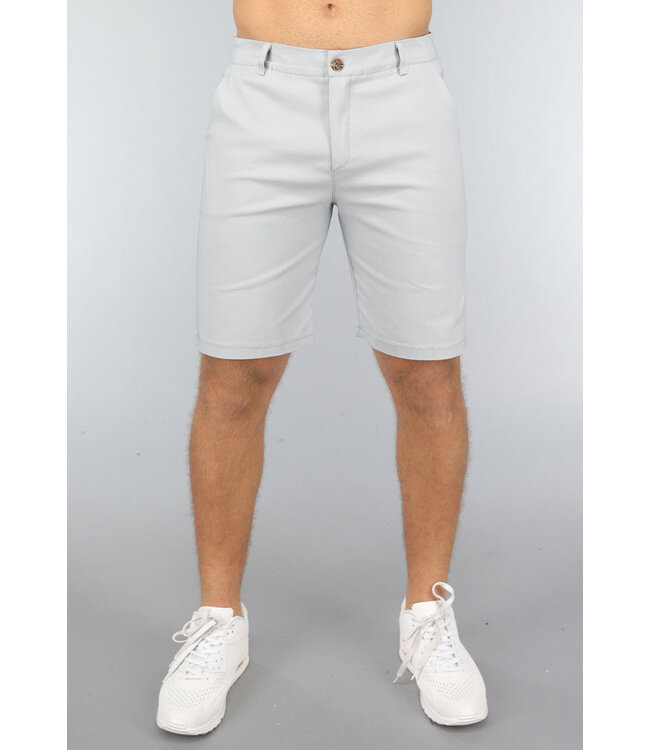 Lichtgrijze Korte Pantalon met Sierzakken