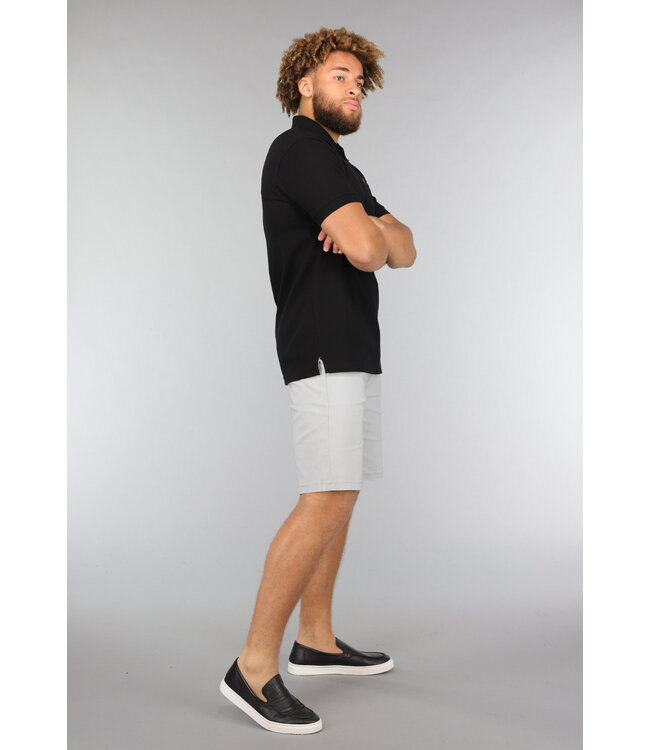 Lichtgrijze Korte Pantalon met Sierzakken