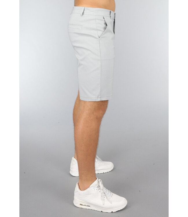 Lichtgrijze Korte Pantalon met Sierzakken