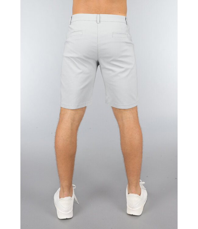 Lichtgrijze Korte Pantalon met Sierzakken