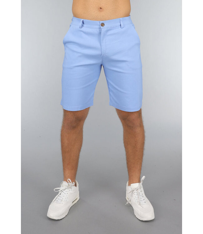 Lichtblauwe Heren Stretch Pantalon Short
