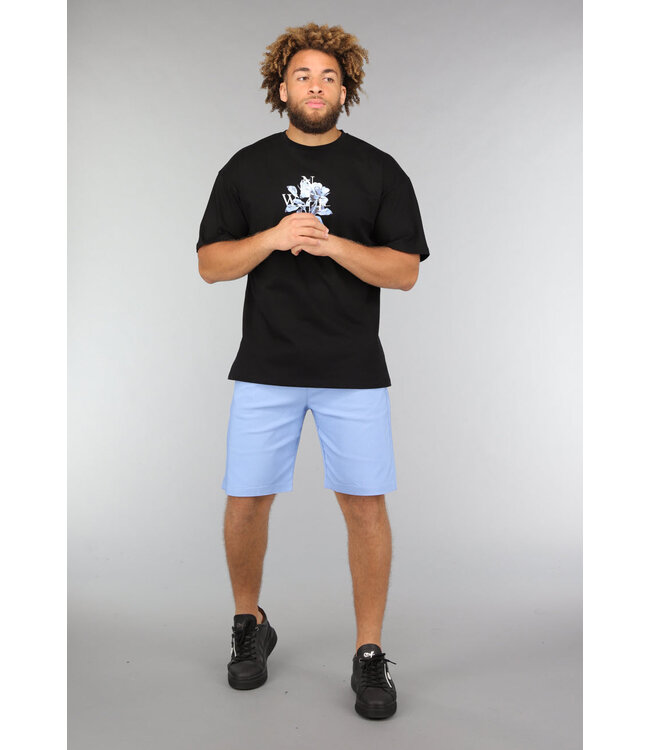 Lichtblauwe Heren Stretch Pantalon Short