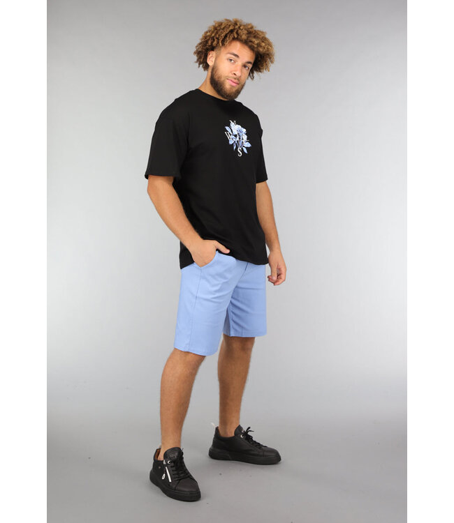Lichtblauwe Heren Stretch Pantalon Short