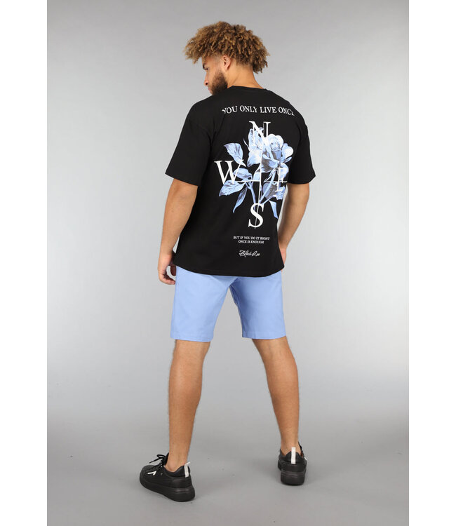Lichtblauwe Heren Stretch Pantalon Short