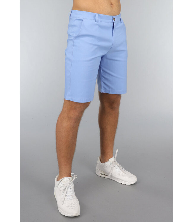 Lichtblauwe Heren Stretch Pantalon Short