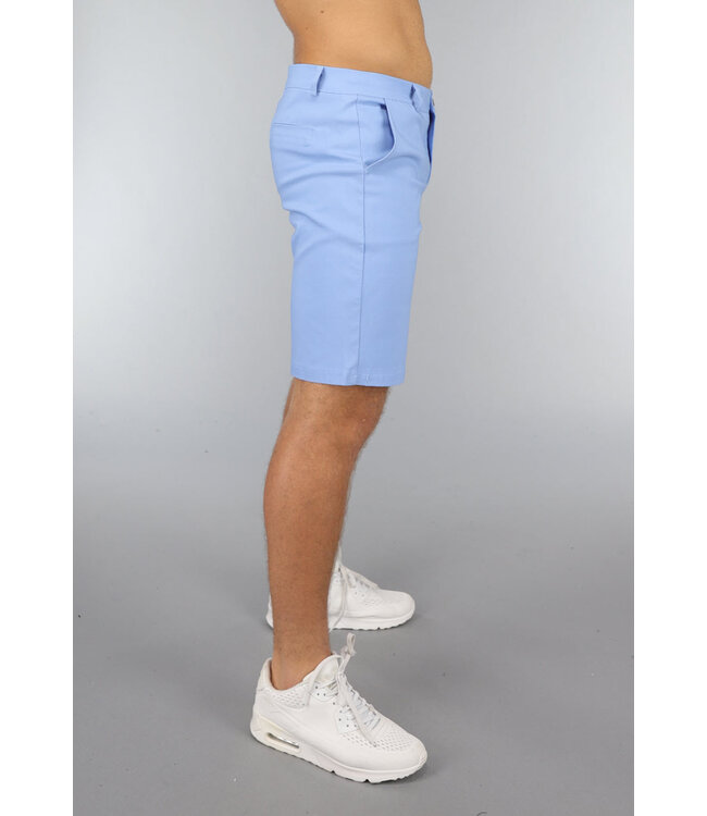 Lichtblauwe Heren Stretch Pantalon Short