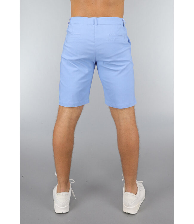 Lichtblauwe Heren Stretch Pantalon Short