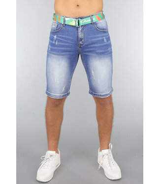Heren Korte Broek in Denim met Riem
