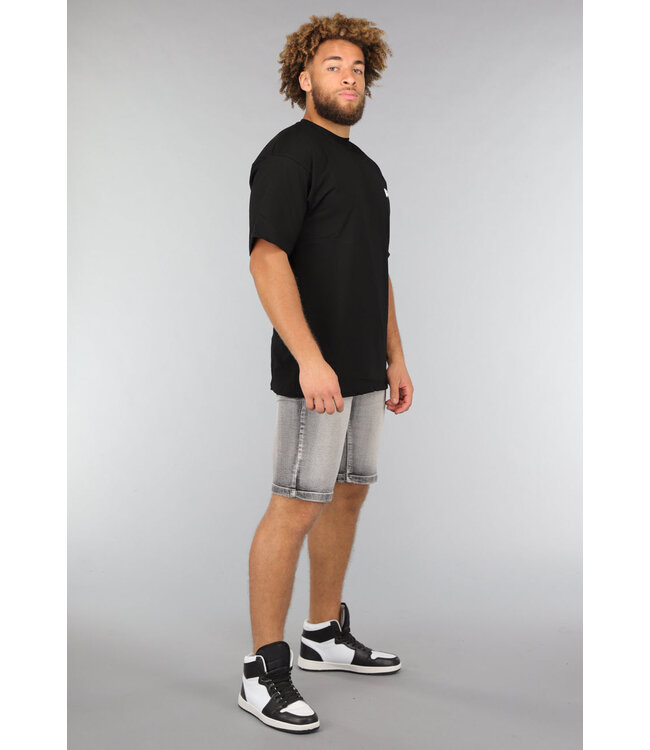 Grijze Heren Short met Acid Wash