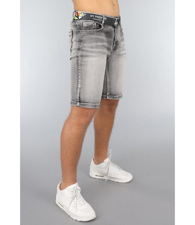 Grijze Heren Short met Acid Wash