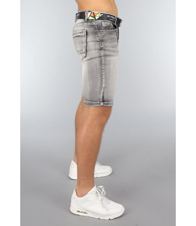 Grijze Heren Short met Acid Wash
