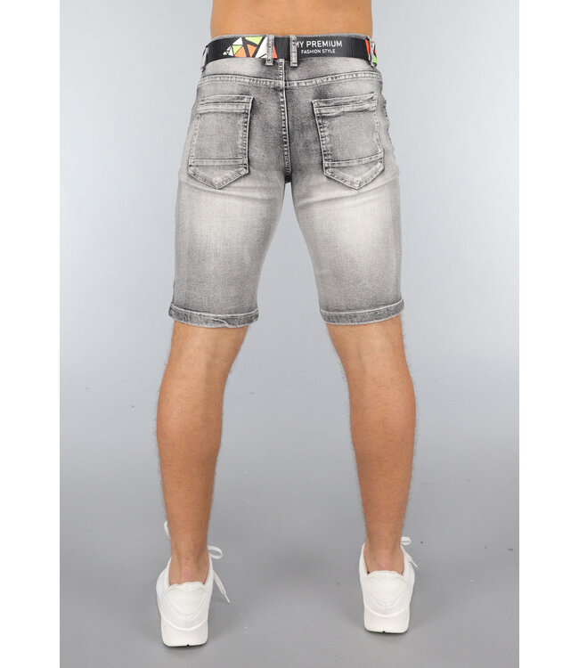 Grijze Heren Short met Acid Wash