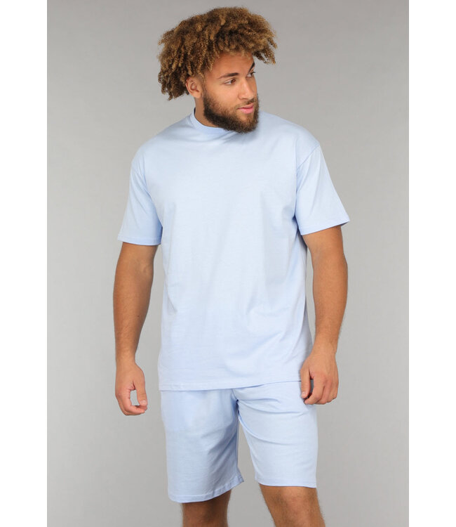 Lichtblauwe Comfortabele Co Ord Short Set