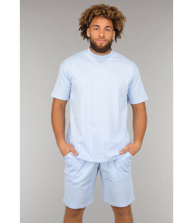 Lichtblauwe Comfortabele Co Ord Short Set