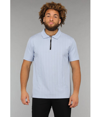 Lichtgewicht Heren Polo met Rits in Lichtblauw