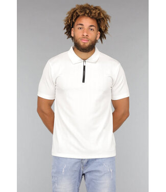 Wit Heren Golfshirt met Zwarte Rits