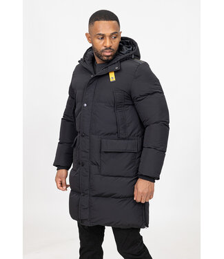 Zwarte Oversized Heren Winterjas met Zakken