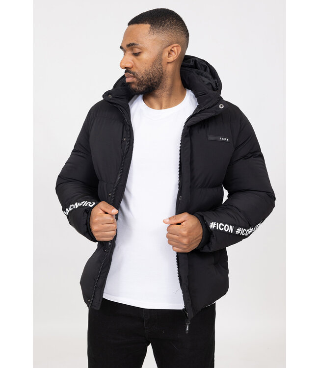 Zwarte Heren Puffer Jacket met Tekst