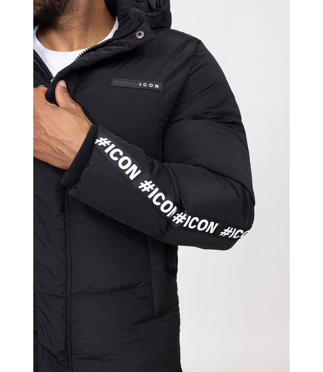 Zwarte Heren Puffer Jacket met Tekst