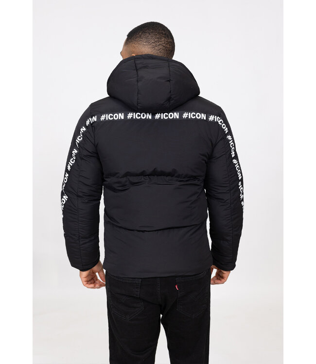 Zwarte Heren Puffer Jacket met Tekst