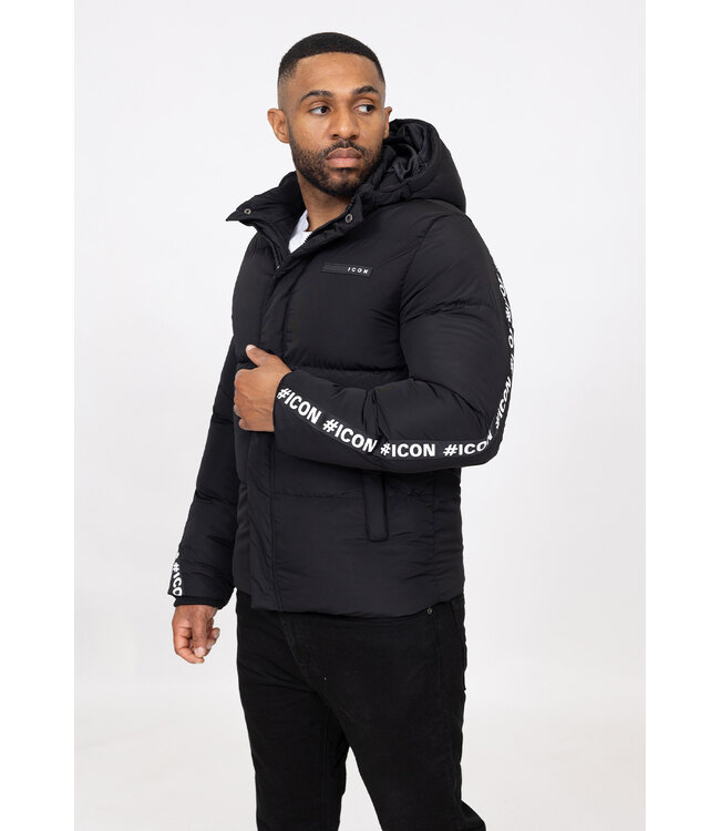 Zwarte Heren Puffer Jacket met Tekst