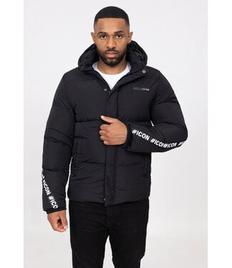 NEW1109 Zwarte Heren Puffer Jacket met Tekst