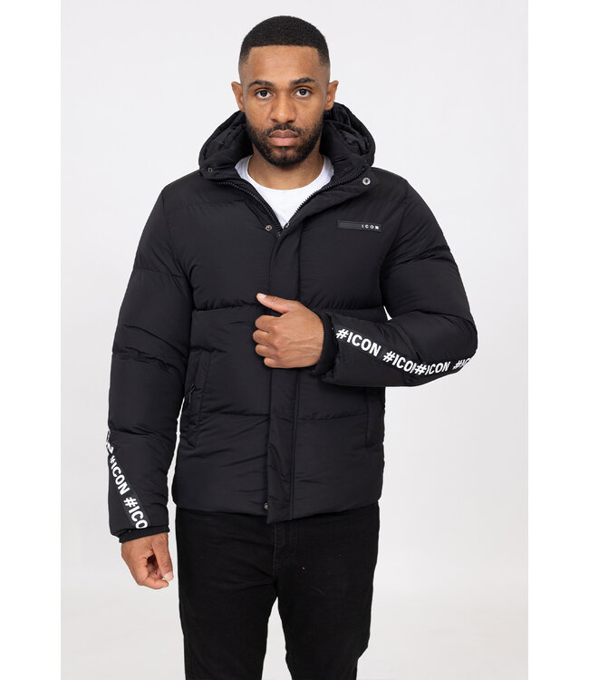 Zwarte Heren Puffer Jacket met Tekst