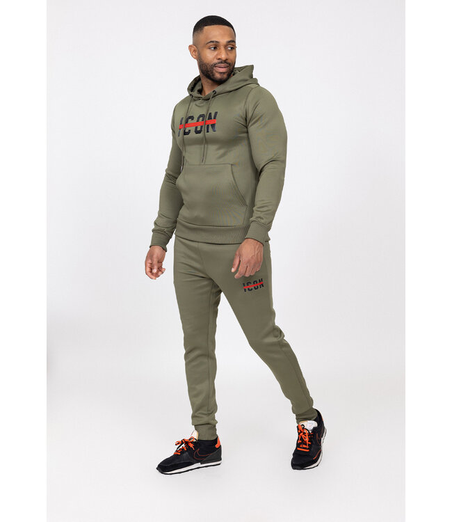 Khaki Heren Jogging Set met Opdruk