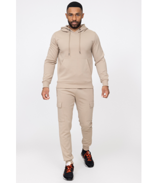 NEW1109 Beige Heren Cargo Jogger Set