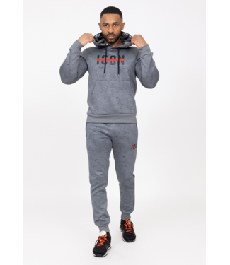 Grijs Gevlekt Trainingspak met Opdruk