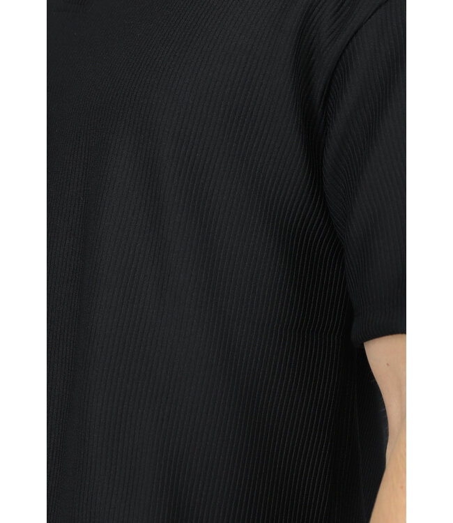 Zwarte Heren Rib Two Piece met Polo