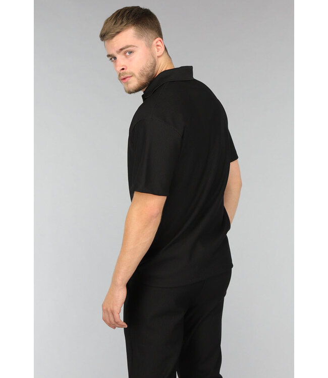 Zwarte Heren Rib Two Piece met Polo