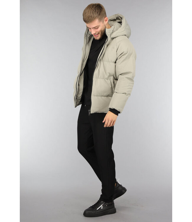 Korte Gewatteerde Khaki Heren Winterjas