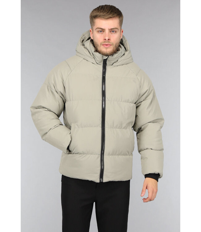 Korte Gewatteerde Khaki Heren Winterjas