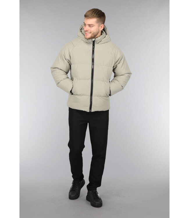 Korte Gewatteerde Khaki Heren Winterjas