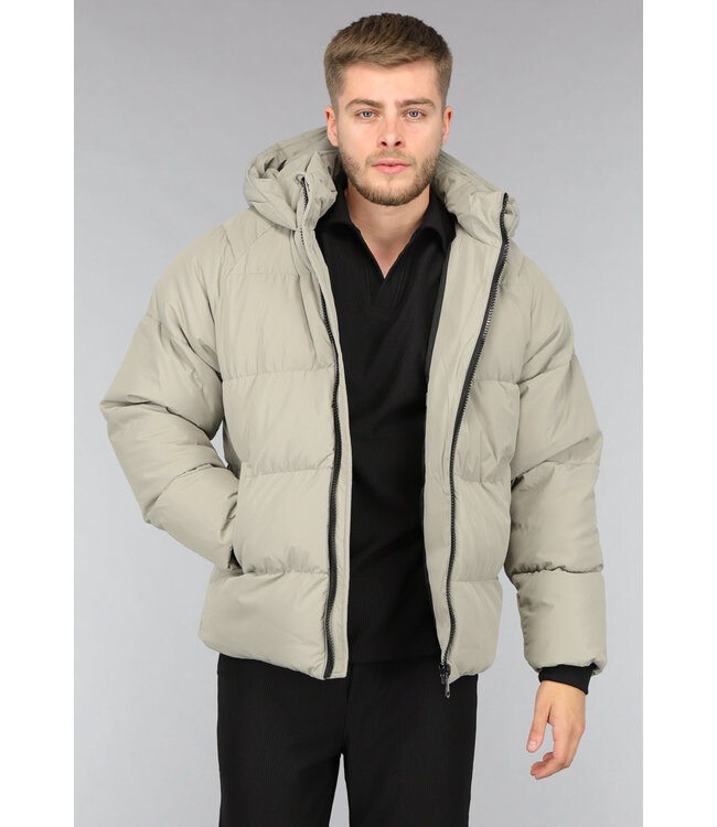 Korte Gewatteerde Khaki Heren Winterjas