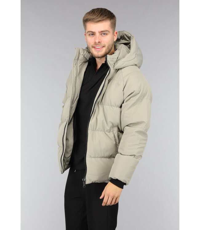 Korte Gewatteerde Khaki Heren Winterjas