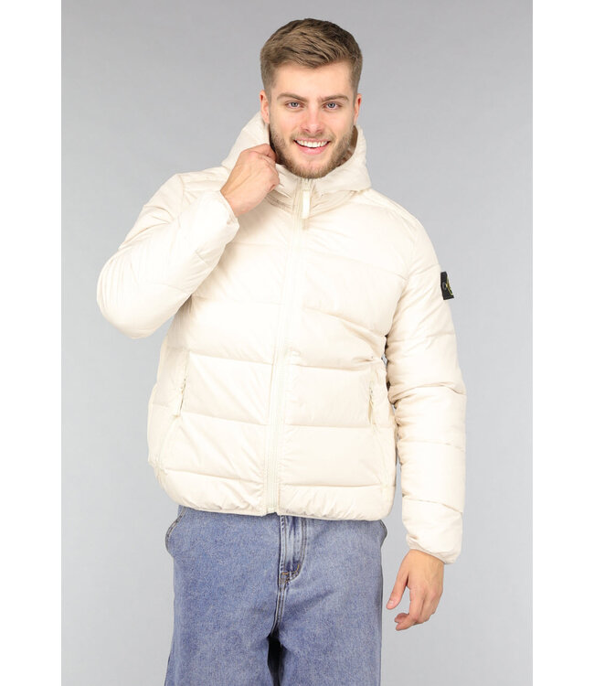 Beige Heren Puffer Jas met Capuchon