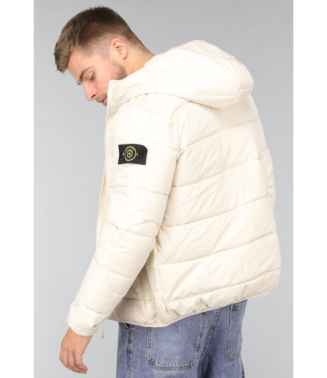 Beige Heren Puffer Jas met Capuchon