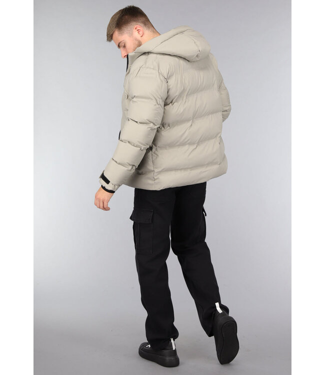 Beige Heren Winterjas van Dons