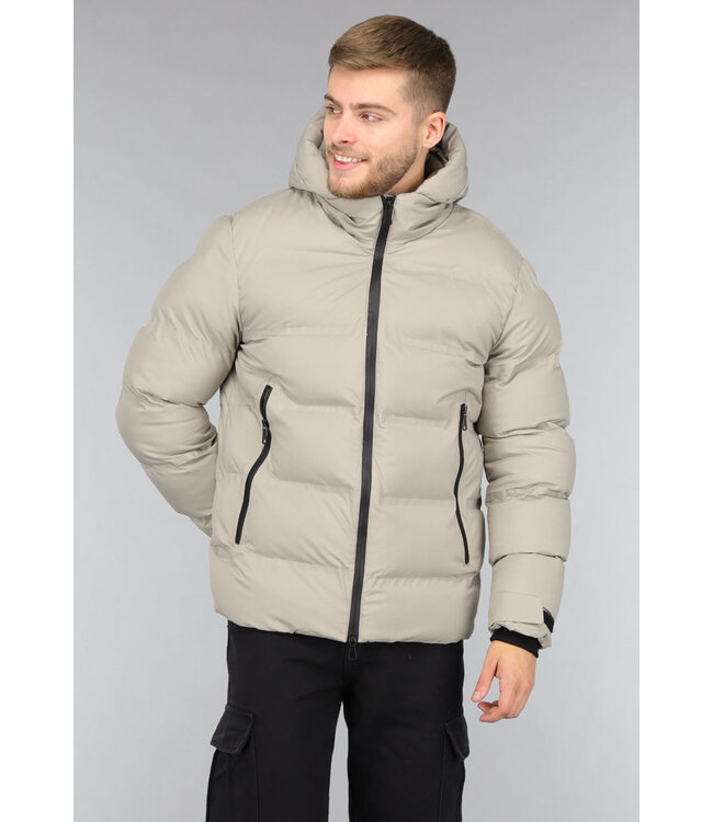 Beige Heren Winterjas van Dons