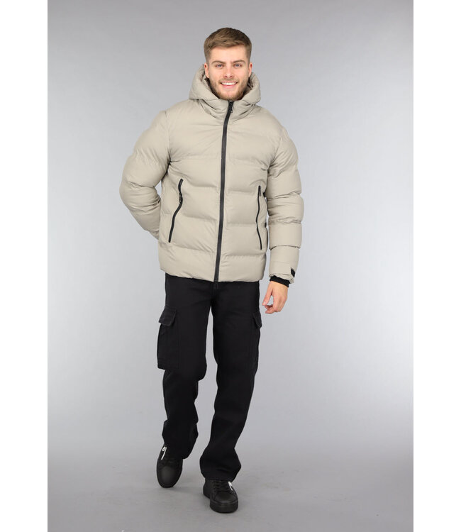 Beige Heren Winterjas van Dons