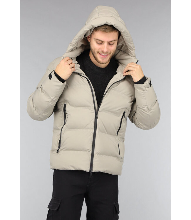 Beige Heren Winterjas van Dons