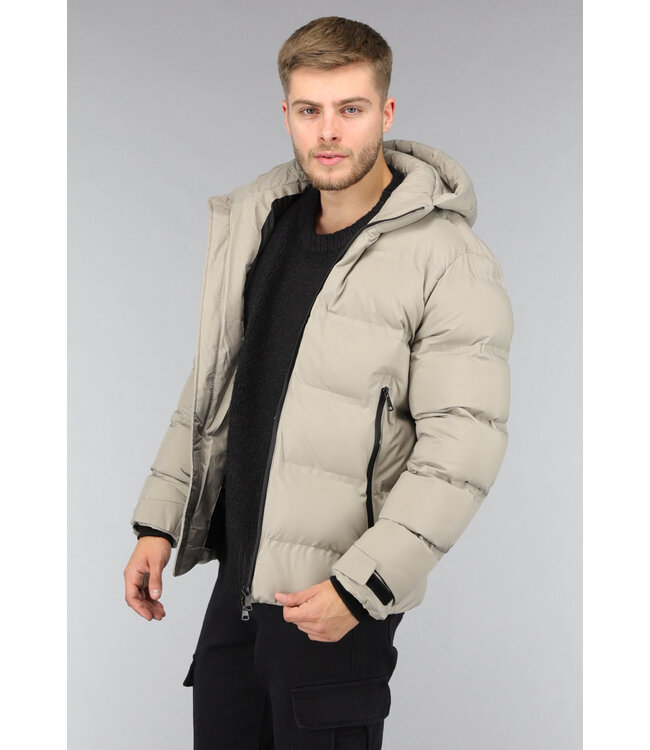 Beige Heren Winterjas van Dons